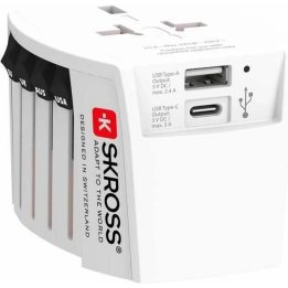 adaptor priza universal skross 1.302962, 1x usb-a, 1x usb-c
