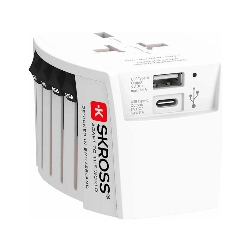 adaptor priza universal skross 1.302962, 1x usb-a, 1x usb-c adaptor priza universal skross 1.302962, 1x usb-a, 1x usb-c