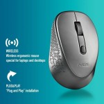 mouse wireless ngs dew gray, 1600dpi, silent click, gri