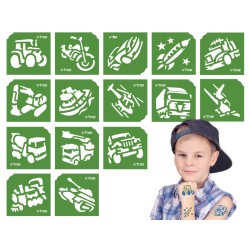 set sabloane tatuaje - vehicule - 15 buc