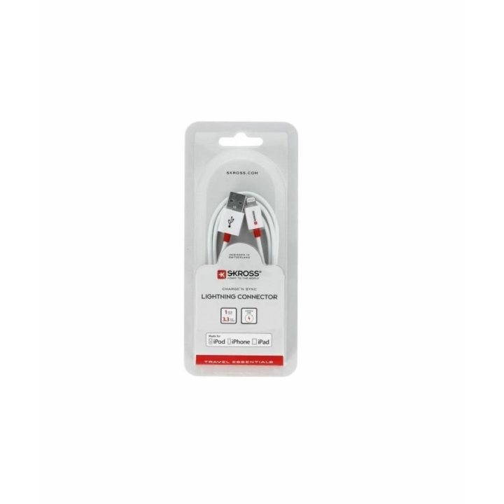 cablu usb 2.0 a tata - lightning, 1m, alb, essentials line skross