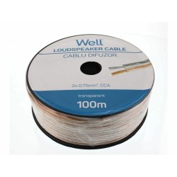 cablu difuzor transparent 2x0.75mmp, 100m, well