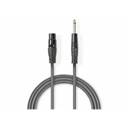 cablu xlr stereo nedis xlr 3pini mama - 6.35 mm tata 5m gri