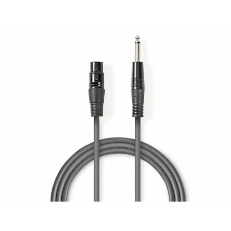 cablu xlr stereo nedis xlr 3pini mama - 6.35 mm tata 5m gri