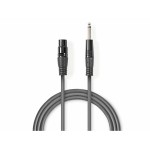 cablu xlr stereo nedis xlr 3pini mama - 6.35 mm tata 5m gri cablu xlr stereo nedis xlr 3pini mama - 6.35 mm tata 5m gri