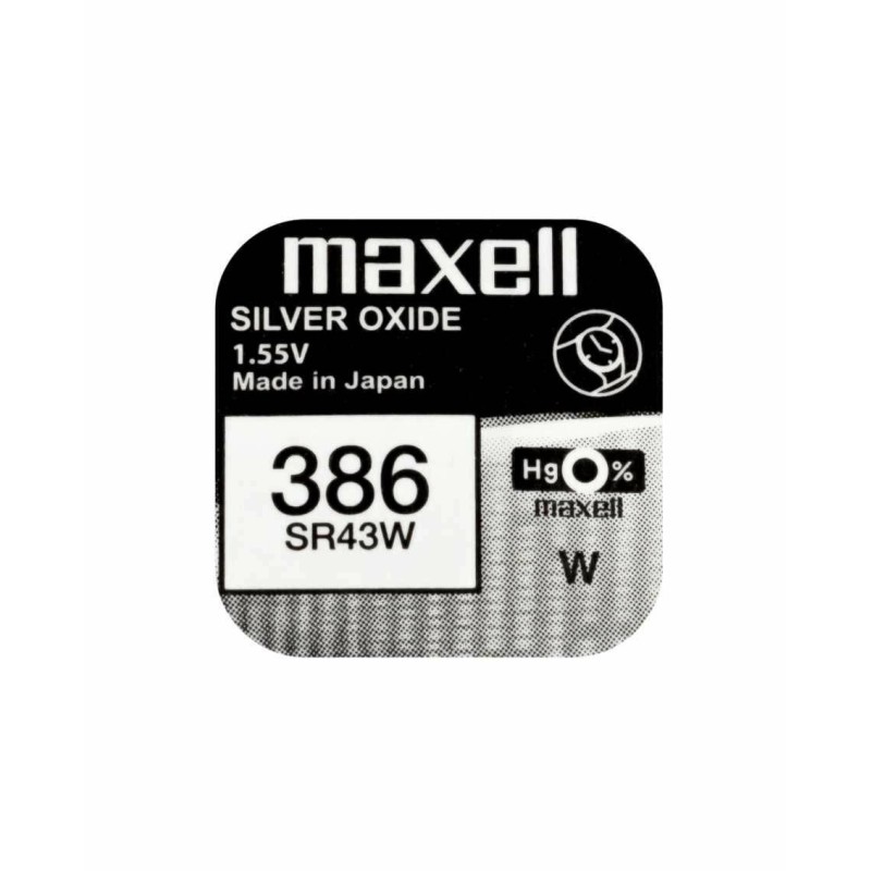 baterie ceas maxell sr43w v386 ag12 1.55v, oxid de argint, 10buc/cutie