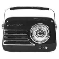 radio fm portabil nostalgia 15w cu functie bluetooth/aux - negru