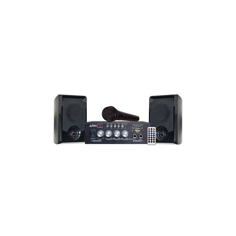 set karaoke cu amplificator 2x50w + 2 boxe cu bluetooth/usb/sd