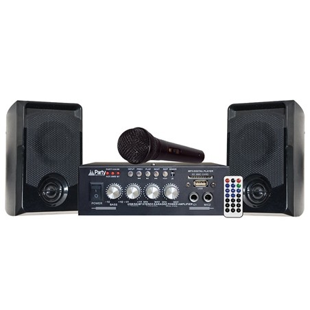 set karaoke cu amplificator 2x50w + 2 boxe cu bluetooth/usb/sd