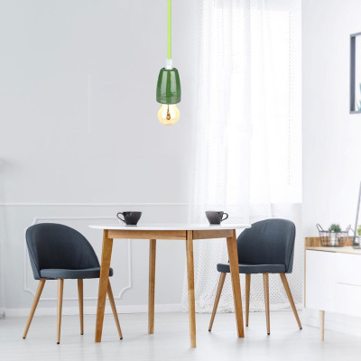 pendul tavan portelan soclu e27 - verde