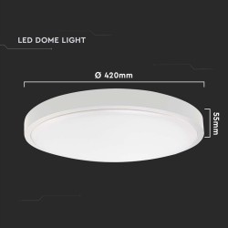 plafoniera led 30w ip44 6500k alb rece - alb