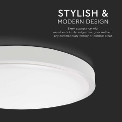 plafoniera led 30w ip44 6500k alb rece - alb