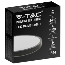 plafoniera led 24w ip44 6500k alb rece - negru