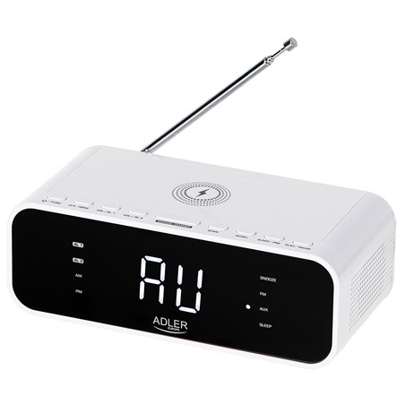 radio cu ceas incarcare wireless ad 1192 alb adler