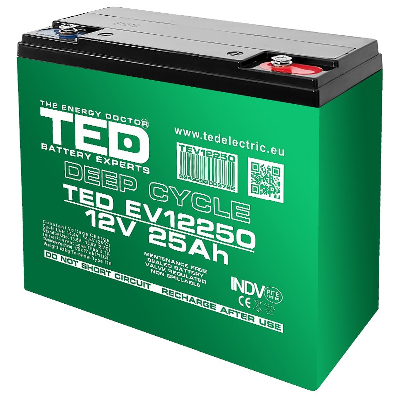 ＢTＳDVD acumulator vehicule electrice deep cycle 12v 25ah ted