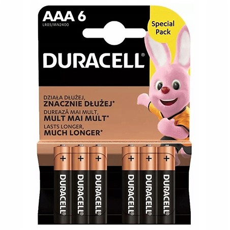 baterie alcalina duracell lr03 blister 6 buc