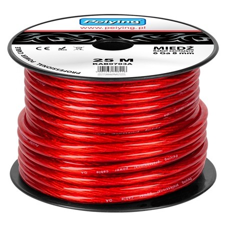 cablu putere cu 6ga (7.8mm/13.29mm2) 25m rosu