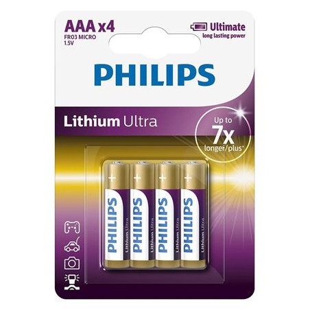 baterie lithium ultra lr3 aaa blister 4 buc philips