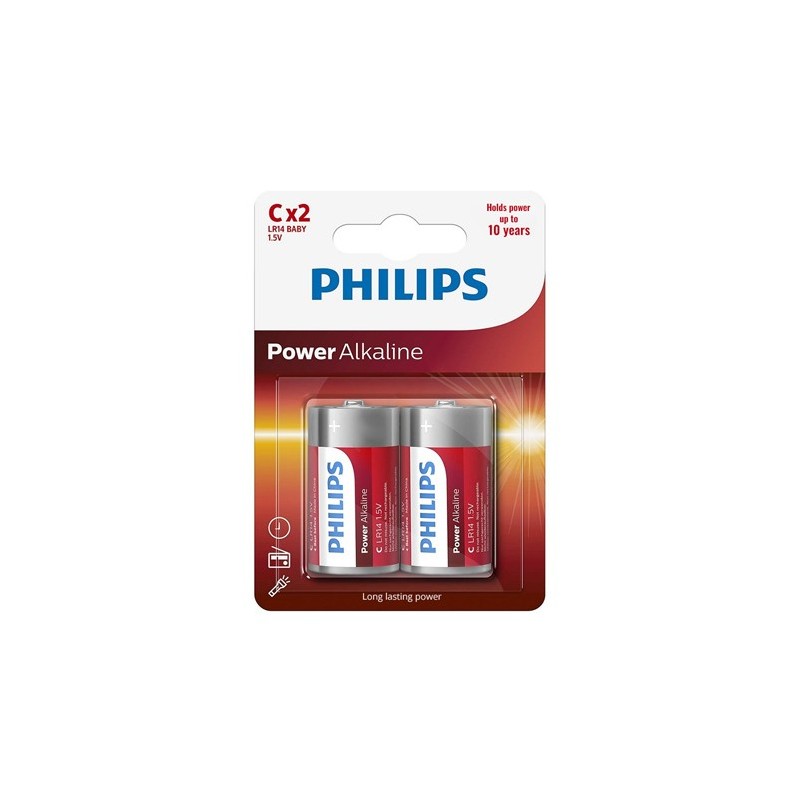baterie power alkaline lr14 c blister 2 buc philips