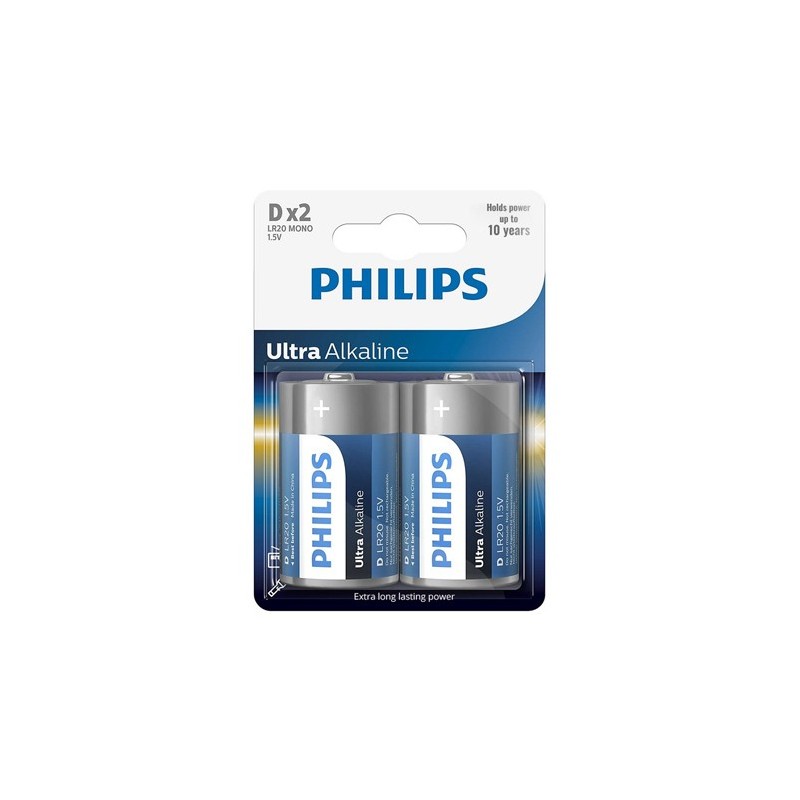 baterie ultra alkaline lr20 d blister 2 buc philips