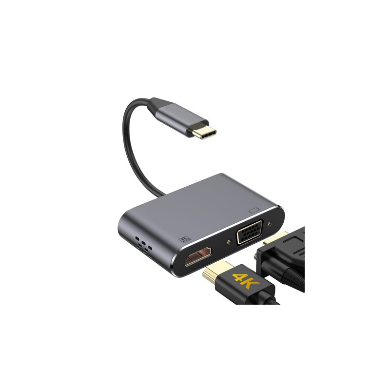 adaptor tip c - hdmi 4k 30hz si vga (simultan) adaptor tip c - hdmi 4k 30hz si vga (simultan)