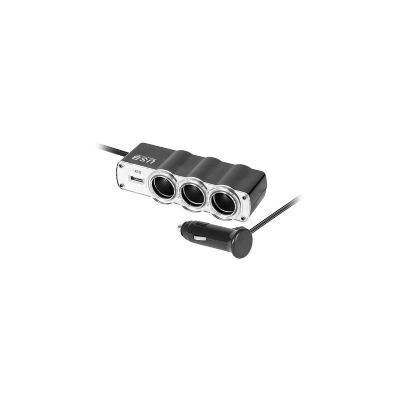 splitter bricheta auto x3 cu usb si cablu peiying
