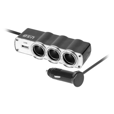 splitter bricheta auto x3 cu usb si cablu peiying