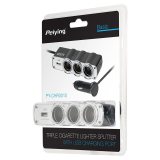 splitter bricheta auto x3 cu usb si cablu peiying