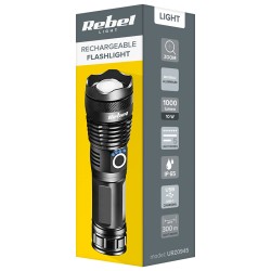 lanterna 10w 1000 lm ip65 acumulator 26650 rebel