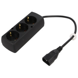 Cabluri, Cablu CEE 7/4 (F) priză,IEC C14 tată 0,3m Prize: 3 negru PVC -1, dioda.ro