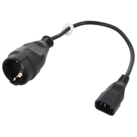 Cabluri, Cablu CEE 7/4 (F) priză,IEC C14 tată 0,3m Prize: 1 negru PVC -1, dioda.ro