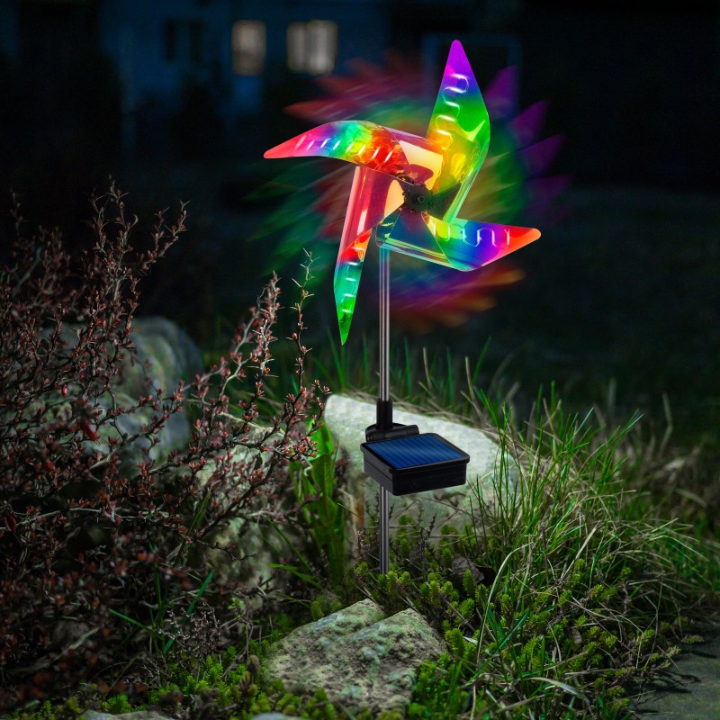 mini - turbina eoliana solara led - color, detasabila - aluminiu, plastic - 75 x 23 x 23 cm