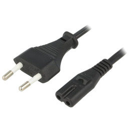 Cabluri, Cablu CEE 7/16 (C) mufă,IEC C7 mamă 1,5m Prize: 1 negru PVC -1, dioda.ro