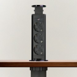 distribuitor electric ascuns - 3 prize - negru lucios - delight