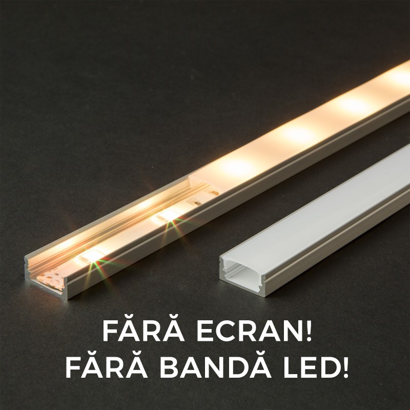 profil u din aluminiu pt. benzi led 1000x17x8mm profil u din aluminiu pt. benzi led 1000x17x8mm