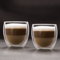 pahar din sticla pentru cappuccino cu perete dublu - 250 ml - 2 buc/cutie