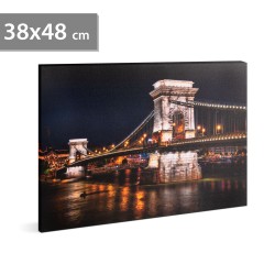 family pound - tablou cu led - "podul cu lanturi -  2 x aa, 38 x 48 cm
