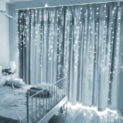 perdea luminoasa - 100 leduri - alb rece - ip44 - 2,2 m - 8 programe