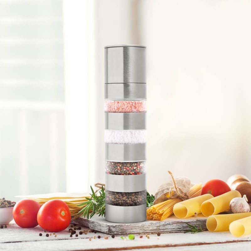 rasnita pentru condimente 4 in 1 - inox - 5 x 21 cm - bewello