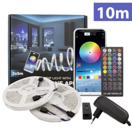 set banda led rgb - smart - 10 m, ip65 - sunshine