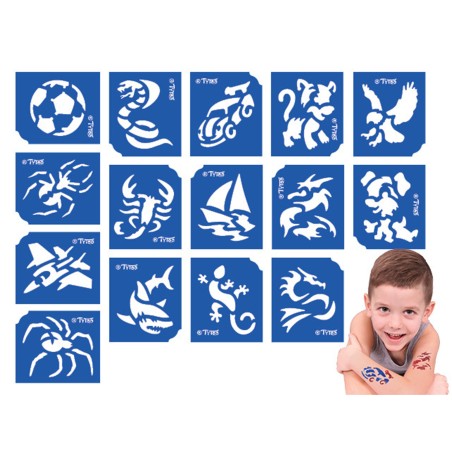 set sabloane tatuaje - pentru baieti - 15 buc