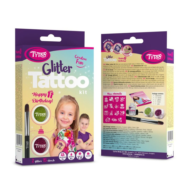 set de tatuaje cu sclipici tytoo happy birthday