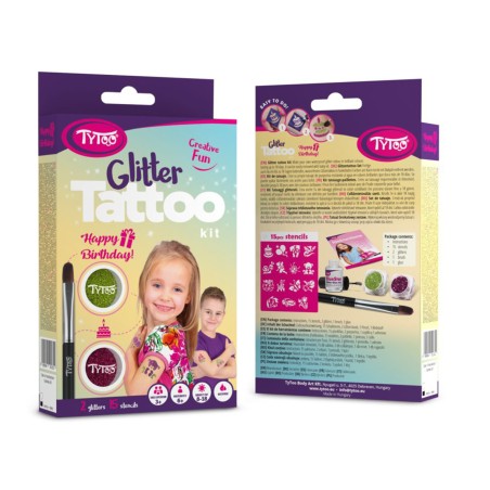 set de tatuaje cu sclipici tytoo happy birthday