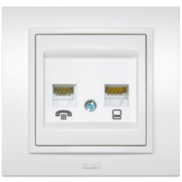 zena alb priza 1xutp cat6e telefon euro st