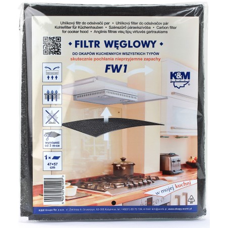 filtru de carbon pentru hota de bucatarie 47x57 mm, k&m