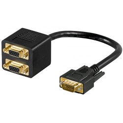 cablu adaptor vga tata - 2x vga mama, goobay