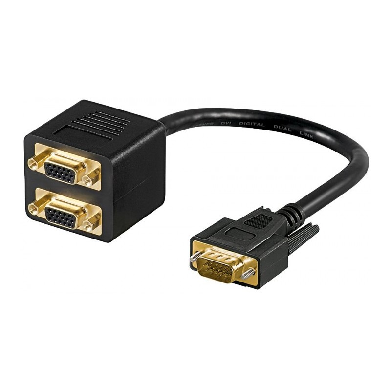 cablu adaptor vga tata - 2x vga mama, goobay