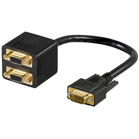 cablu adaptor vga tata - 2x vga mama, goobay