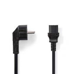 cablu de alimentare 3 x 1.5 mm²  schuko tata cotit - iec-320-c13  2.0 m negru nedis