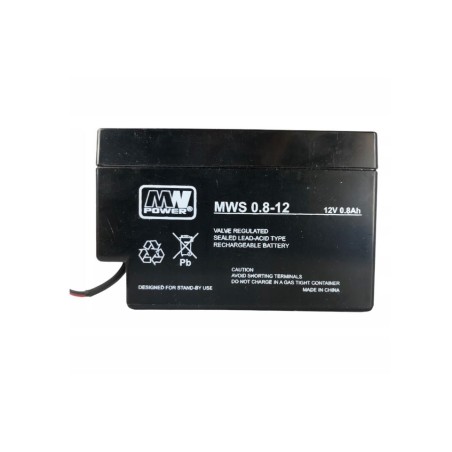 acumulator plumb acid mw power, mws 12v 0.8ah, cu cablu si terminal ns39-02
